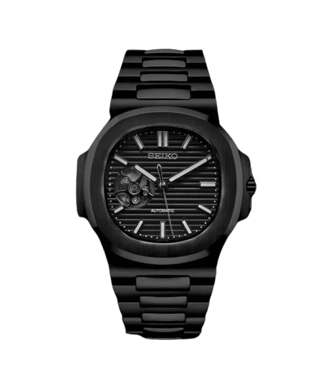 Seiko Mod Nautilus "Open Heart Black"