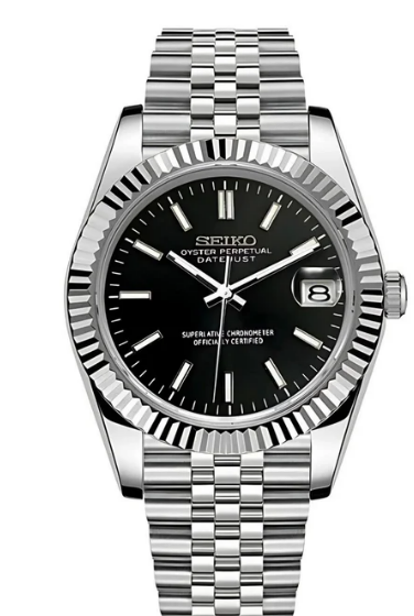 Seiko Mod Datejust Black Dial