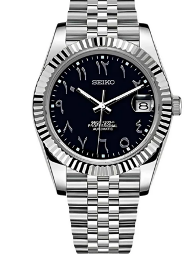 Seiko Mod Datejust Black Dial