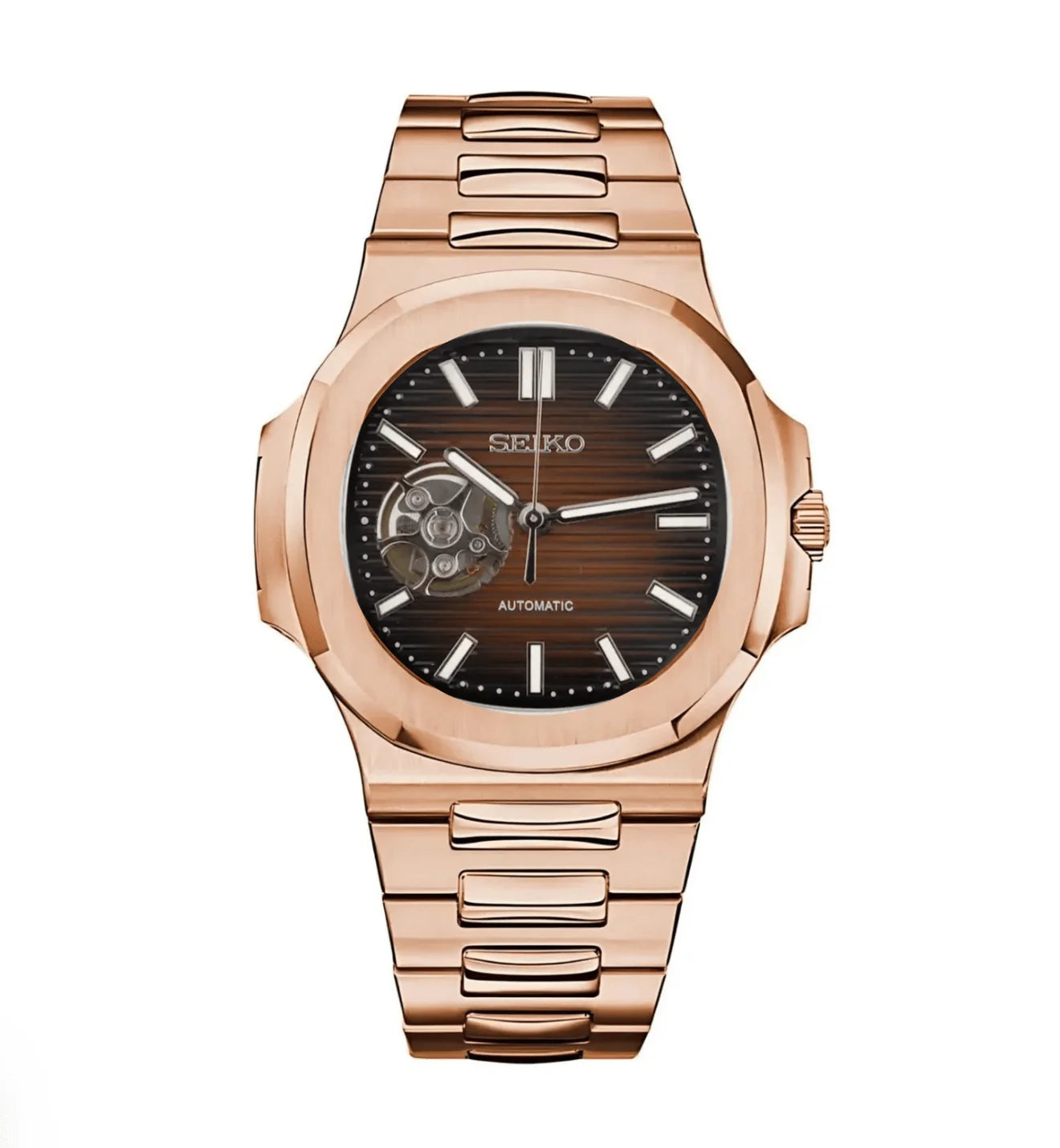 Seiko Mod Nautilus "Open Heart Chocolate"