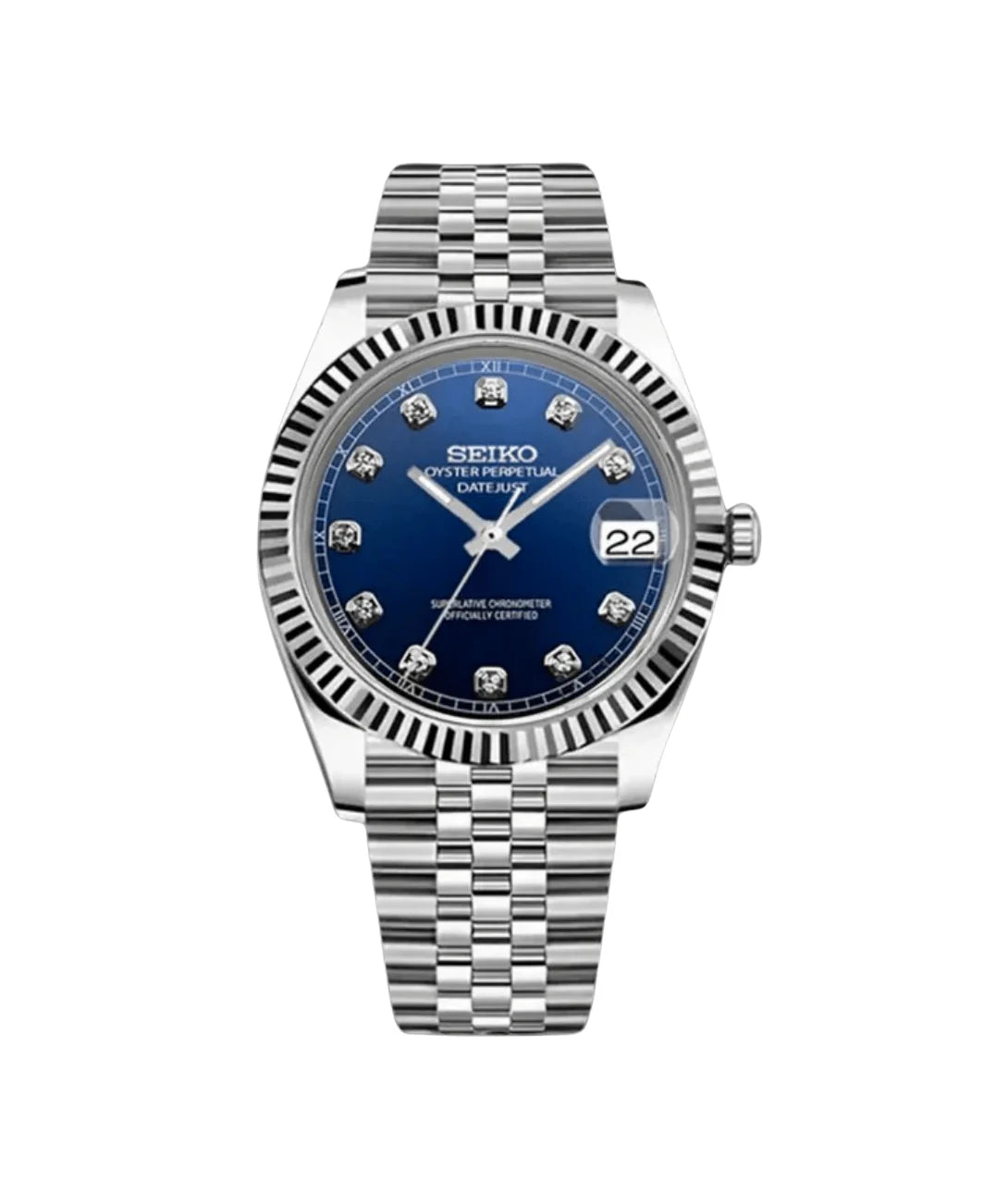 Seiko Mod Datejust Blue Diamond Dial